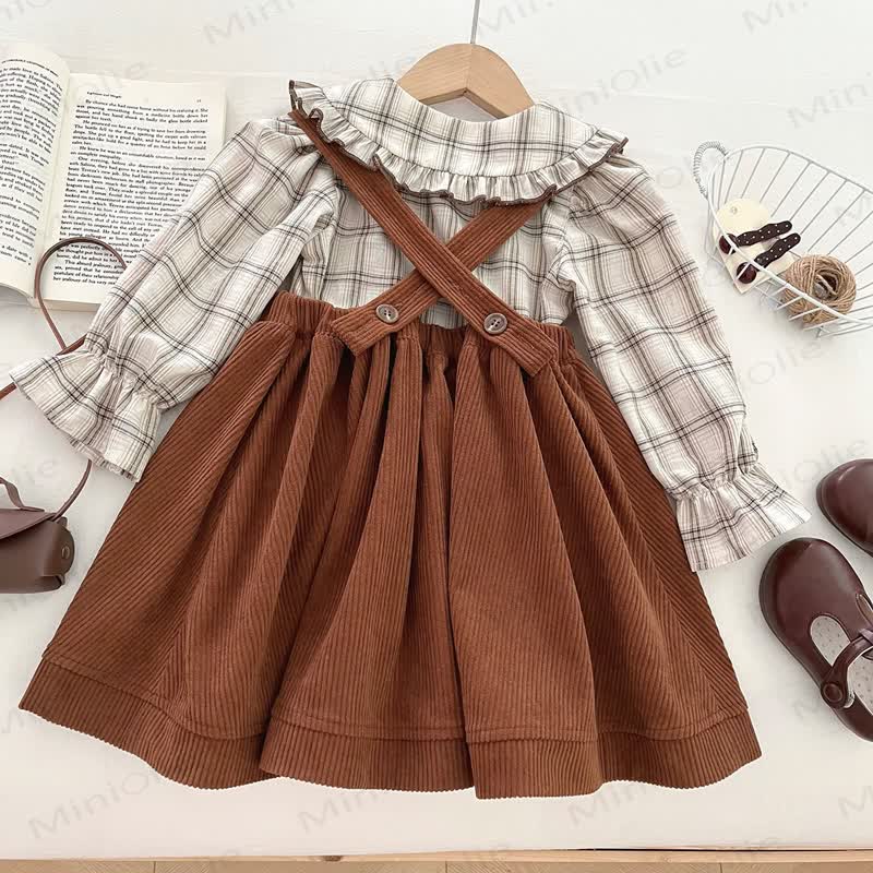 Toddler Corduroy Dress and Plaid Shirt - image 2
