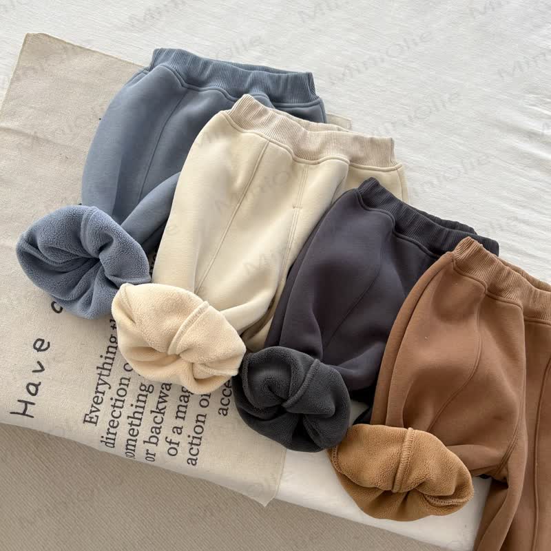Baby Solid Color Fleece Jogger Pants - image 4