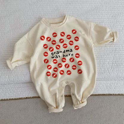 GRANDMA WAS HERE Baby Beige Romper - Beige - 2-3T - image 1