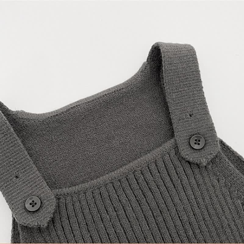 Baby Solid Color Knitted Overalls - image 10