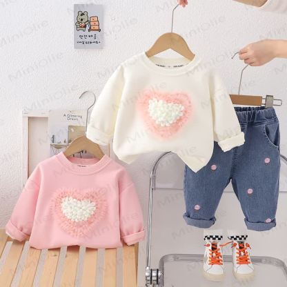 Baby Toddler Girl Love Sweater/Denim Pants 2-Piece Set - image 1