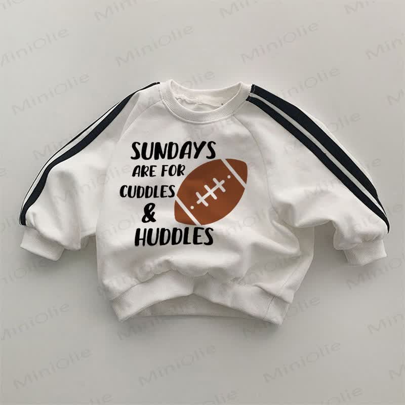 SUNDAYS ARE FOR CUDDLES & HUDDLES Baby Football Striped Side White Sweatshirt - White - 2-3T - image 1