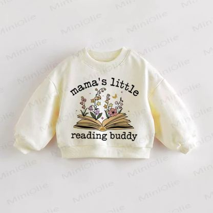 MAMA'S LITTLE READING BUDDY Baby Toddler Sweatshirt - Cream - 3-5T - image 1