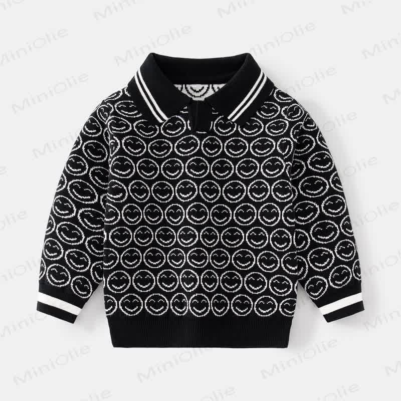 Kid Boy Knitted Lapel Sweater - Black - 8Y - image 3