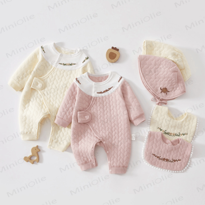 Baby Girl Embroidered Flower Quilted Romper - image 9