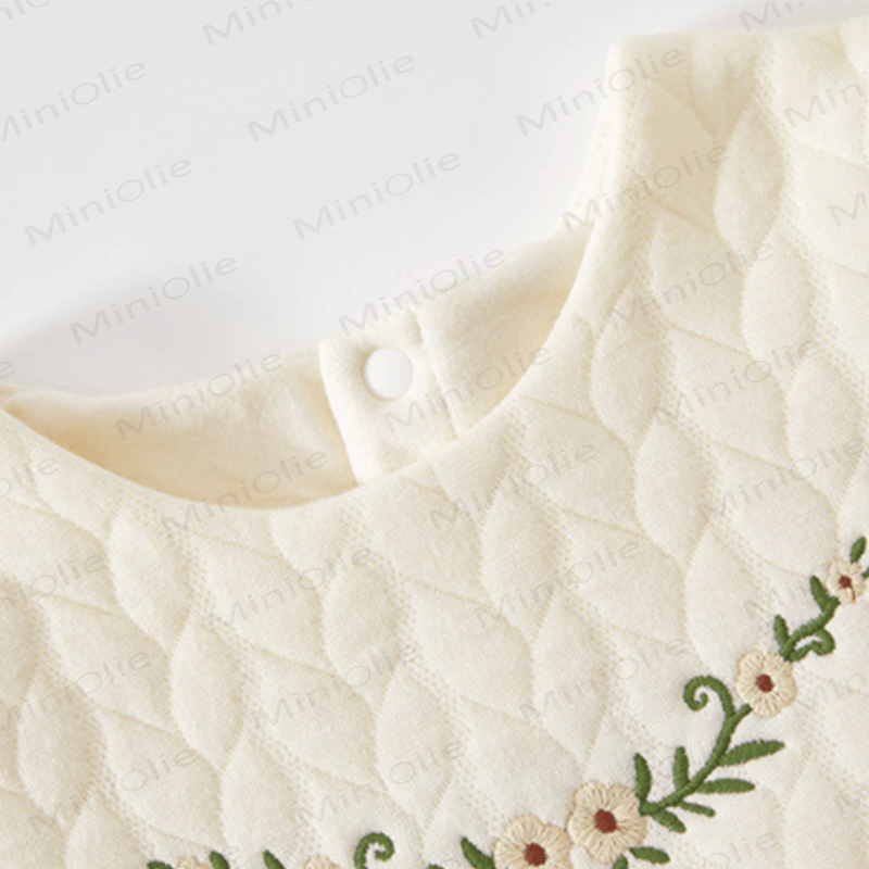Baby Girl Embroidered Flower Quilted Romper - image 2