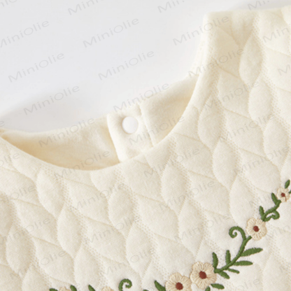 Baby Girl Embroidered Flower Quilted Romper - image 2