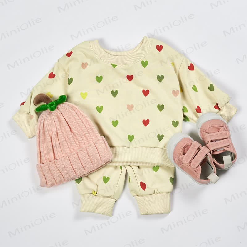 Baby Colorful Heart Sweatshirt and Pants 2-piece Set - image 2