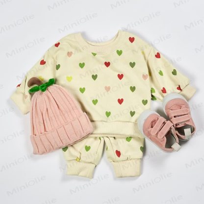 Baby Colorful Heart Sweatshirt and Pants 2-piece Set - image 2