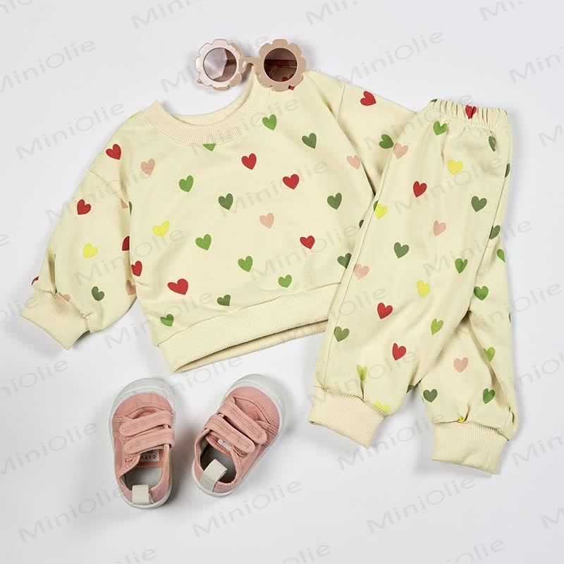 Baby Colorful Heart Sweatshirt and Pants 2-piece Set - image 7