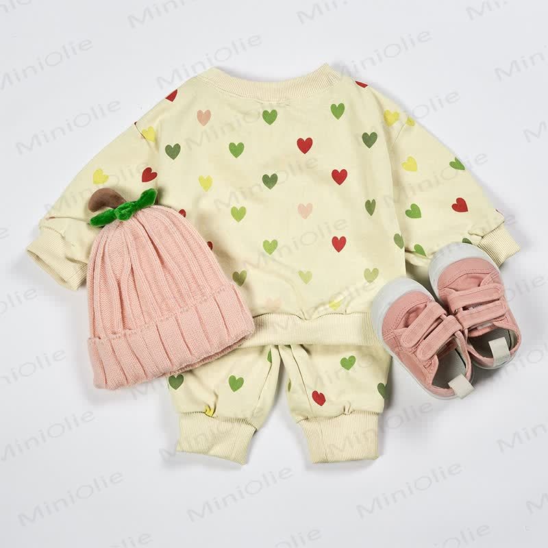 Baby Colorful Heart Sweatshirt and Pants 2-piece Set - image 6