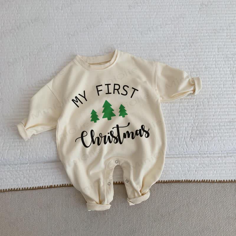 MY FIRST CHRISTMAS Baby Beige Romper - Beige - 2-3T - image 1