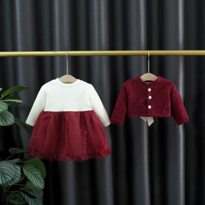 Baby Ribbed Mesh Dress and Cardigan - image 2