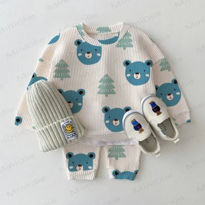 Baby Toddler Blue Bear Waffle 2-piece Set - Apricot - 3-5T - image 1