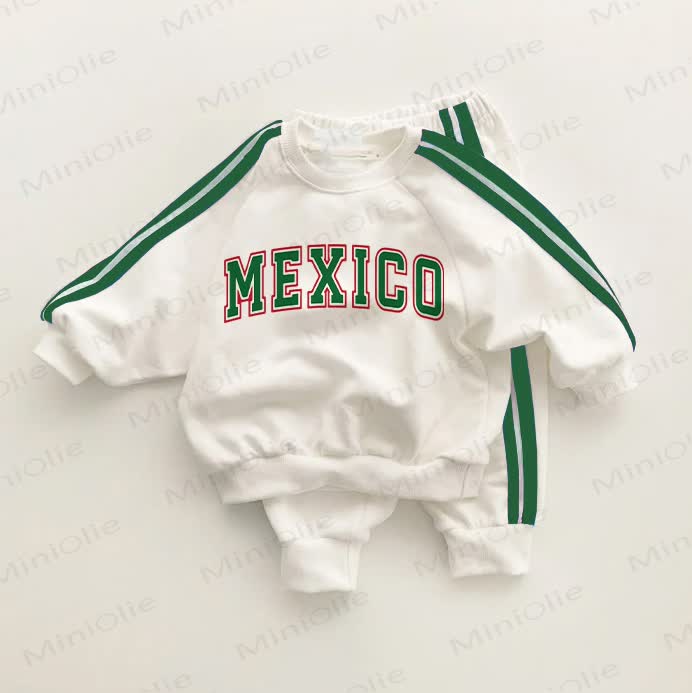 MEXICO Baby Toddler Green Striped 2-piece Set - White&Green - 3-5T - image 1
