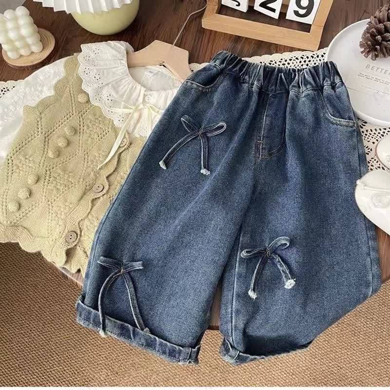 Baby Toddler Girl Bow Denim Loose Pants - image 6