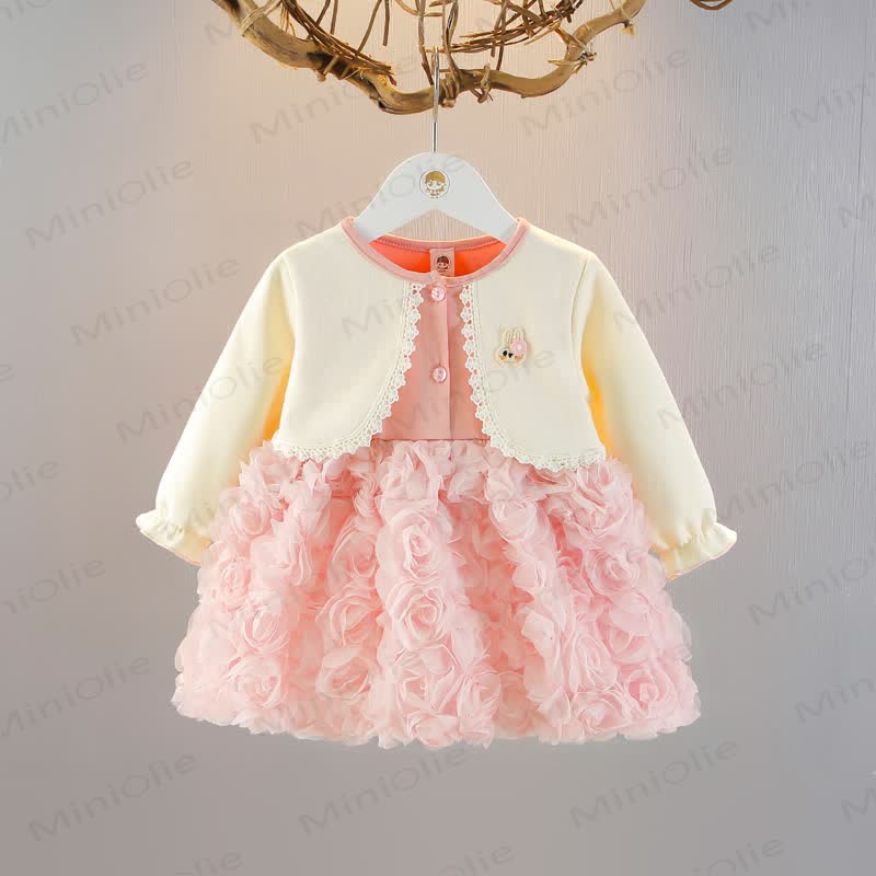Baby Toddler Bunny Pink Mesh Dress - Pink - 5-7T - image 1