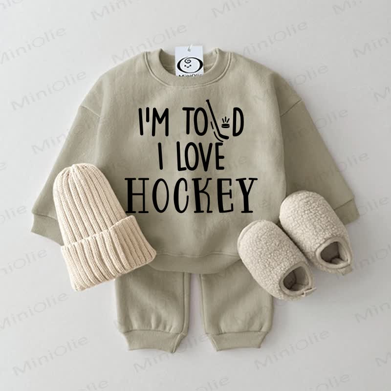 I'M TOLD I LOVE HOCKEY Baby Grey Green 2-piece Set - Grey Green - 2-3T - image 1