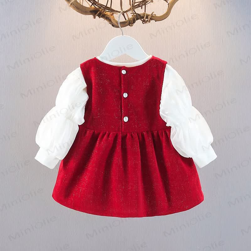 Baby Toddler Bunny Bow Red Dress - image 2