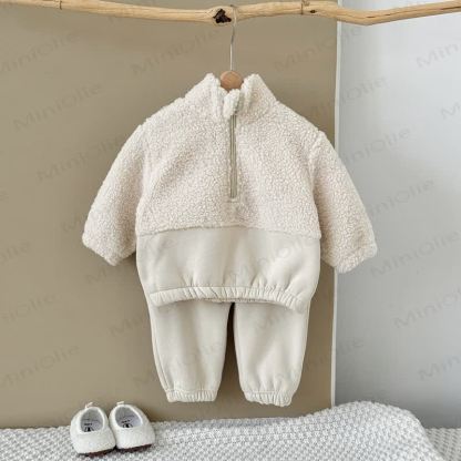 Baby Girls Beige 2-piece Fleece Set - image 2