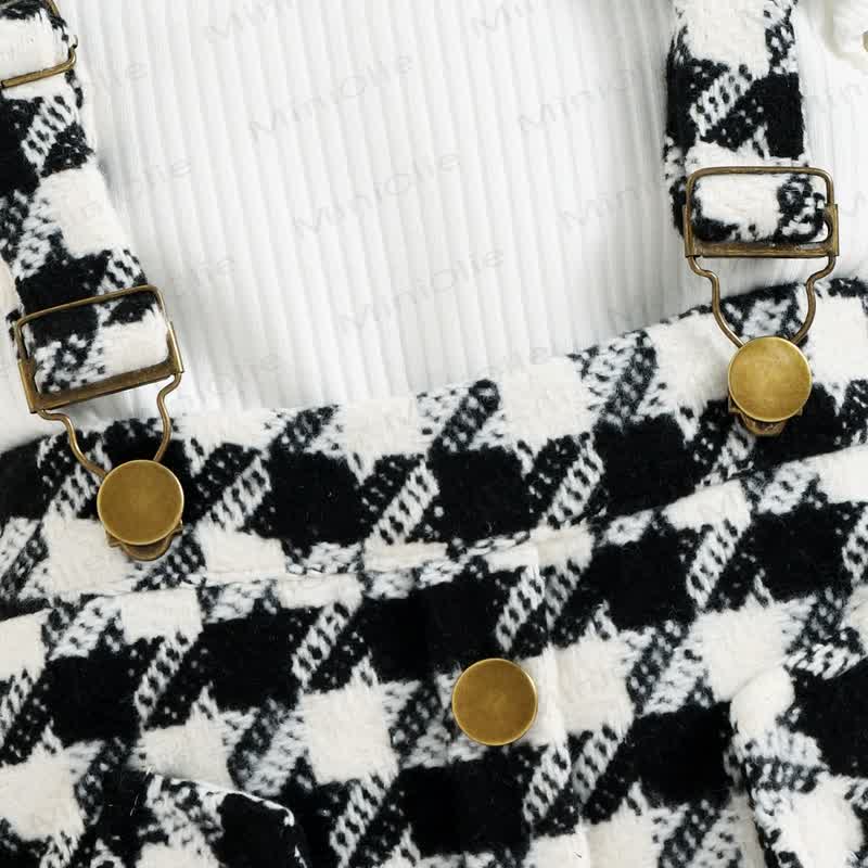 Baby Black White Plaid Suspender Skirt 2-piece Set - image 6