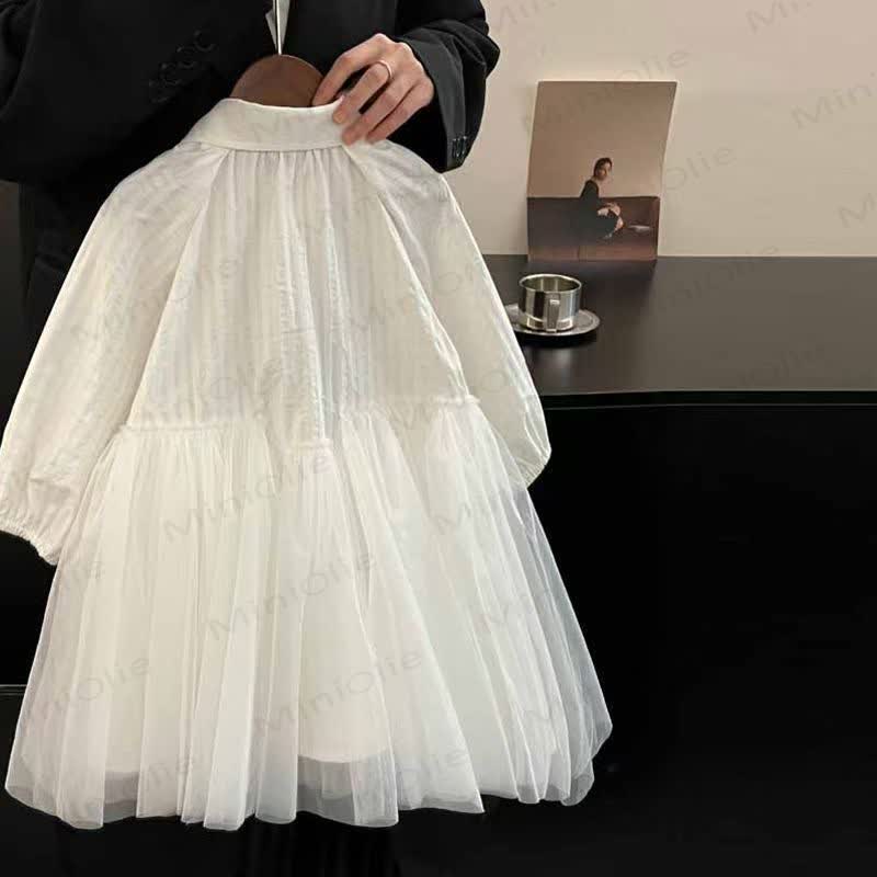 Baby Toddler Girl Solid Color White Mesh Shirt Dress - image 2