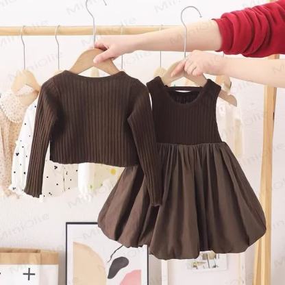 Baby Toddler Girl Solid Color Coffee Sleeveless Dress - image 2