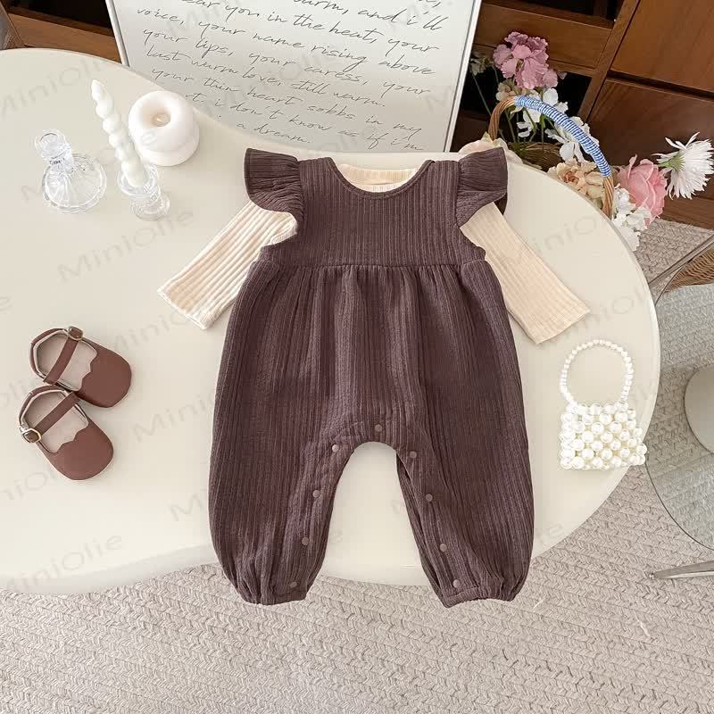 Baby Girls Solid Color Bow Romper - image 4