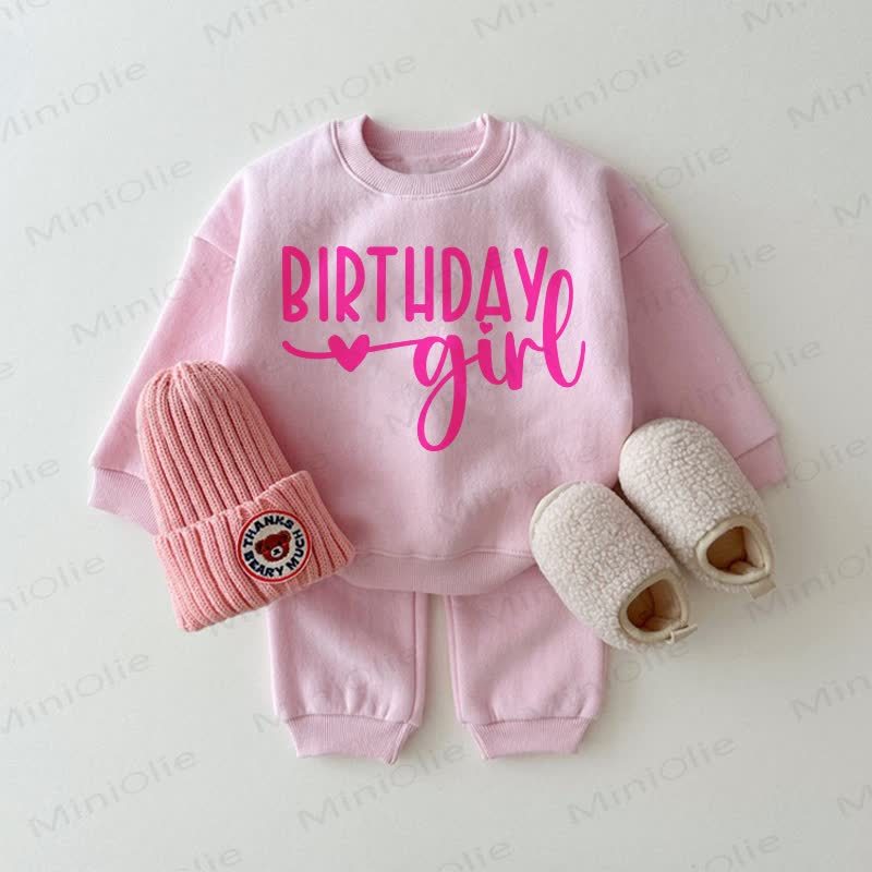 BIRTHDAY GIRL Baby Sweatshirt 2-piece Pink Set - Pink - 2-3T - image 1