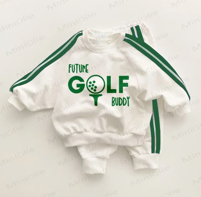 FUTURE GOLF BUDDY Baby Toddler Green Striped 2-piece Set - White&Green - 3-5T - image 1