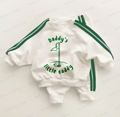 DADDY'S LITTLE CADDY Baby Toddler Green Striped 2-piece Set - White&Green - 3-5T - image 1