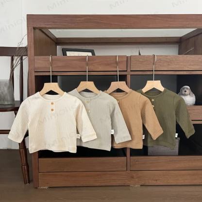 Baby Toddler Ribbed Solid Color T-Shirt - image 1