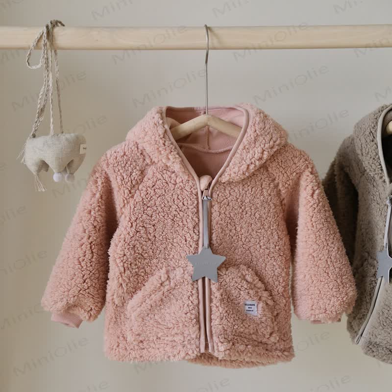 Toddler Kid Sherpa Hooded Jacket - Pink - 8Y - image 11