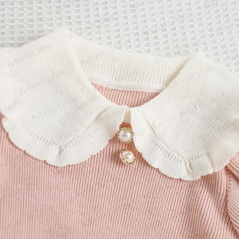Toddler Girl Bow Baby Collar Dress - image 4
