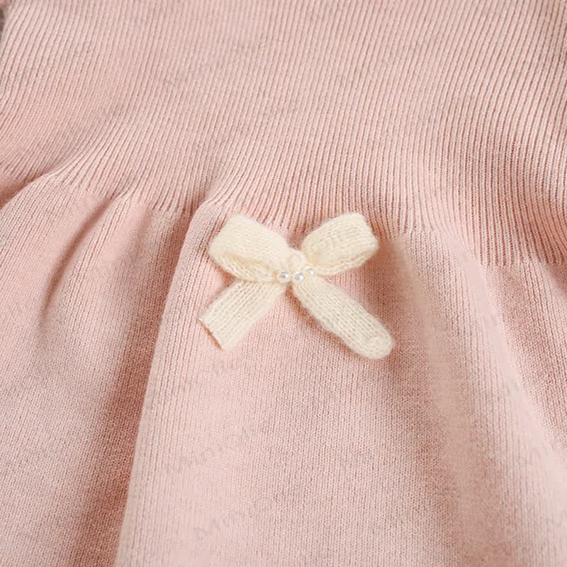 Toddler Girl Bow Baby Collar Dress - image 6