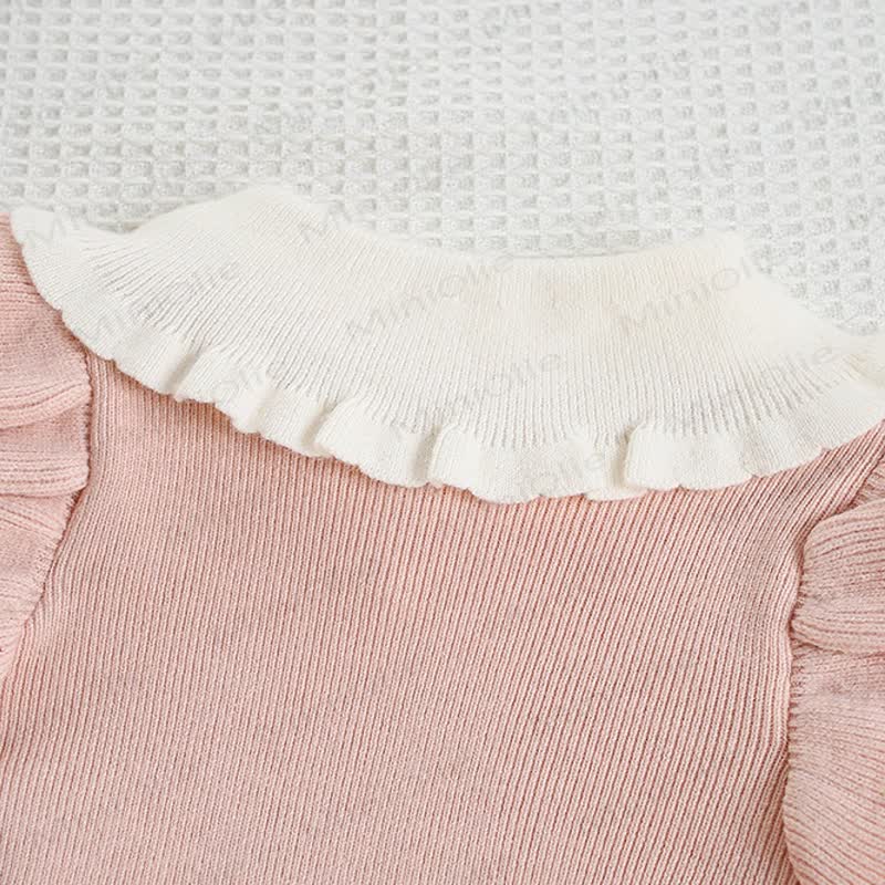 Toddler Girl Bow Baby Collar Dress - image 5