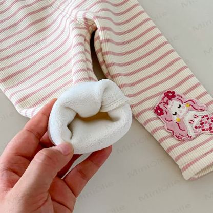 Baby Girl Mermaid Flower Quilted Pink Sweatshirt/Stripe Leggings Set - image 13