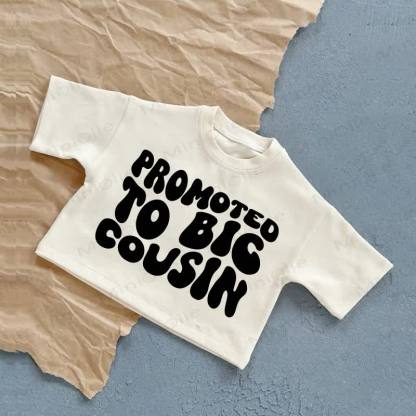 PROMOTED TO BIG COUSIN Baby Summer Casual T-Shirt - White - 2-3T - image 1