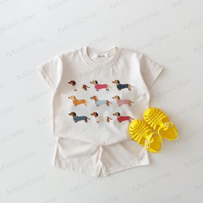 Baby Puppy White Tee and Shorts 2-piece Set - White - 18-24M - image 1