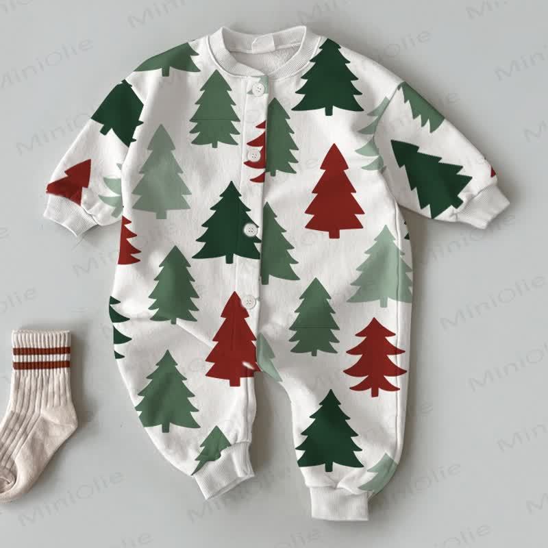  Baby Colorful Trees White Unbutton Romper - White - 12-18M - image 1