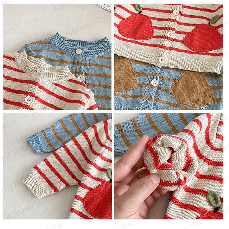 Baby Toddler Apple Striped Cardigan - image 9