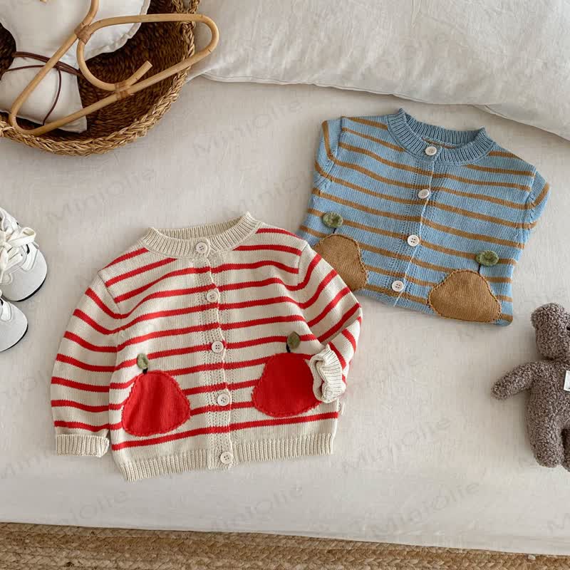 Baby Toddler Apple Striped Cardigan - image 2