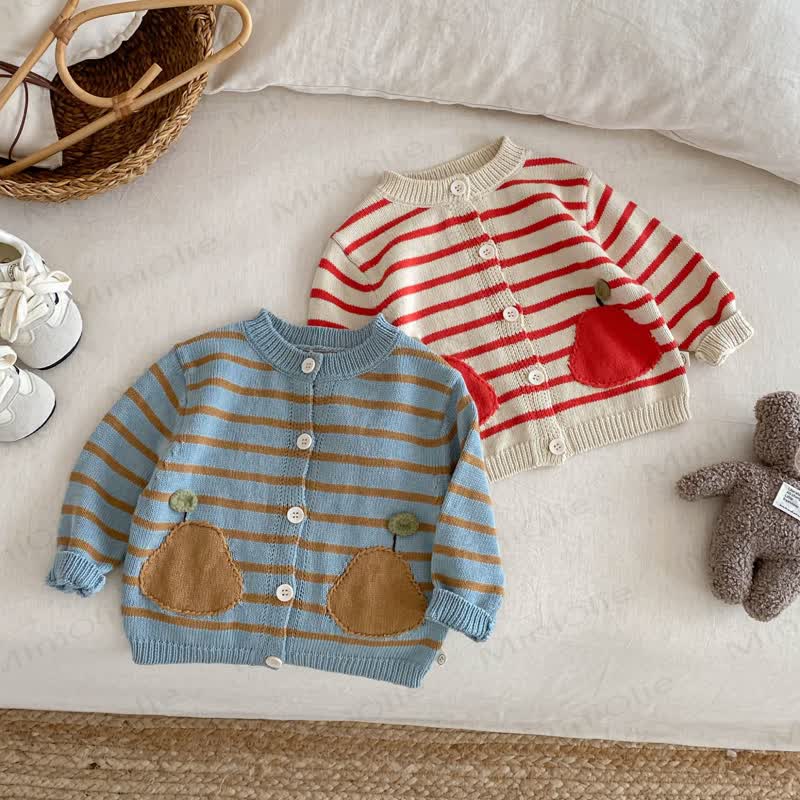 Baby Toddler Apple Striped Cardigan - image 1