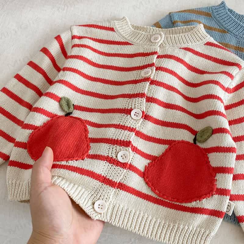 Baby Toddler Apple Striped Cardigan - image 3
