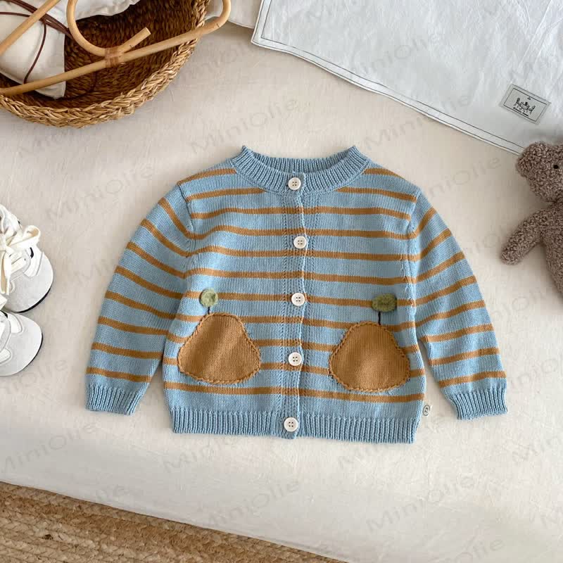 Baby Toddler Apple Striped Cardigan - Blue - 5-7T - image 8