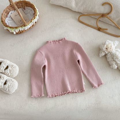 Baby Toddler Girl Solid Color Fleece Flying Sleeves Overalls - Pink Knitted Sweater - 5-7T - image 5
