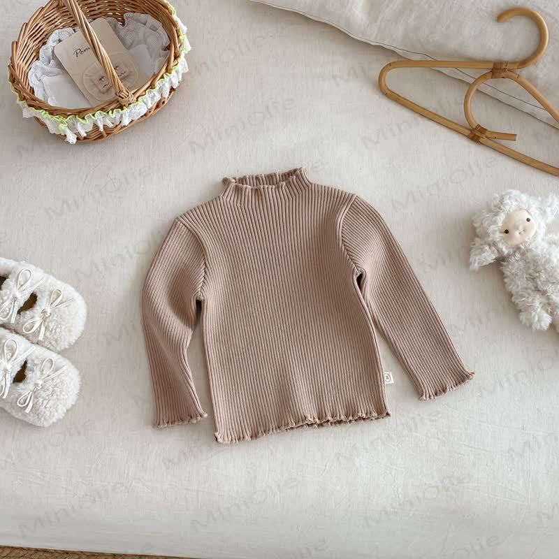 Baby Toddler Girl Solid Color Fleece Flying Sleeves Overalls - Coffee Knitted Sweater - 5-7T - image 6