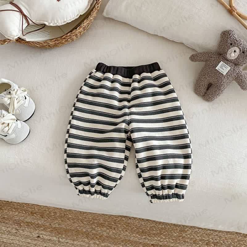 Baby Toddler Boy Stripe Fleece Jogger Pants - Grey - 8Y - image 2