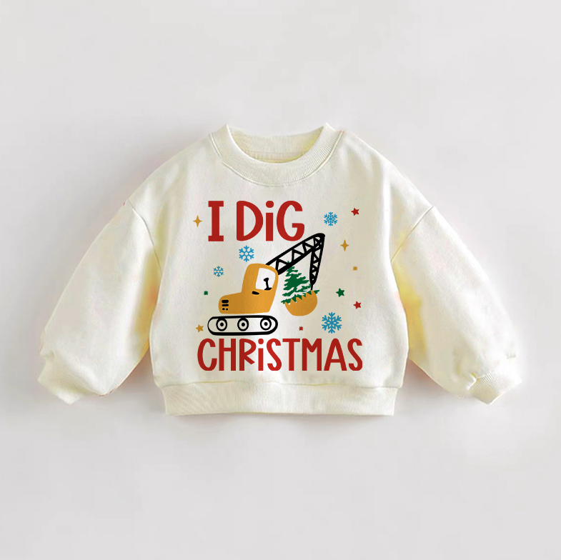 I DIG CHRISTMAS Baby Toddler Sweatshirt - Cream - 3-5T - image 1