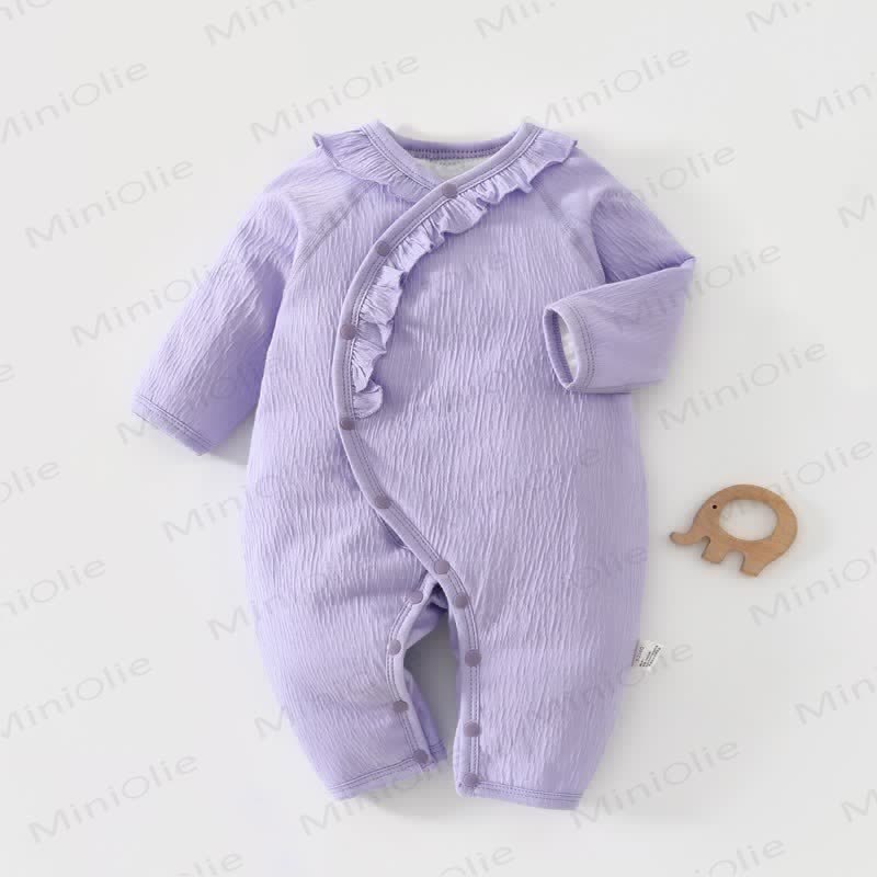 Baby Ruffled Solid Color Quilted Romper - Purple - 18-24M - image 4